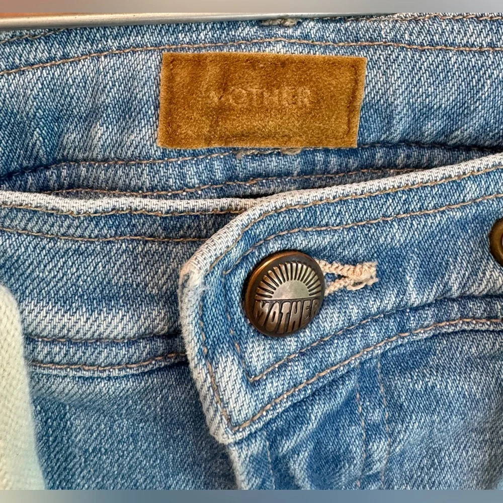 Mother Jeans Womens 27 The Drawn Undercover Prep Heel Fray Wide Leg Distressed - Picture 4 of 10